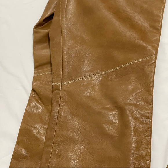 Gap Vintage Genuine Leather Bootcut High Waisted Pants Camel Tan Y2K Size 8 - Picture 10 of 14